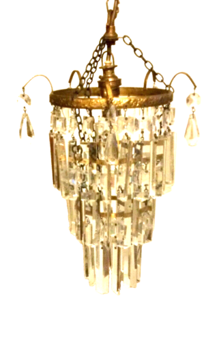 Francuski kryształowy żyrandol lampa sufitowa styl wodospad złota pozłacana rama - Zdjęcie 1 z 17