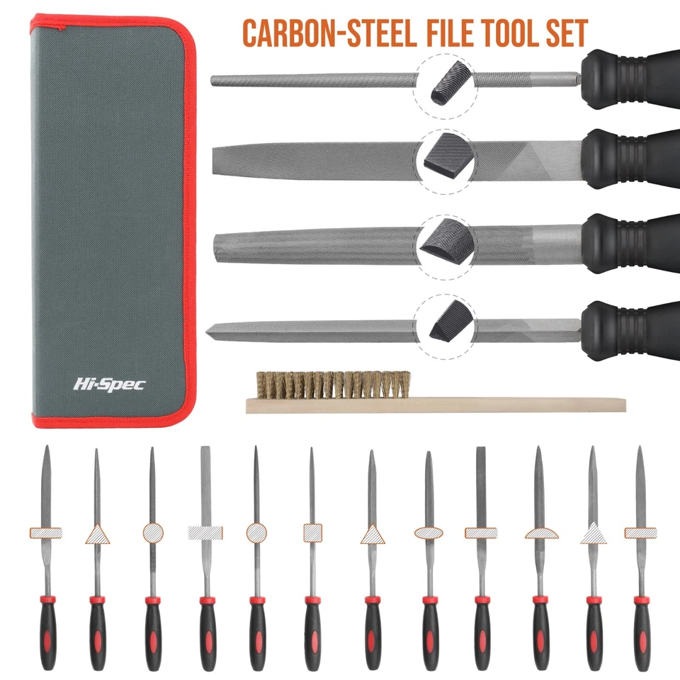 Needle File Tool Set Large and Fine Micro Steel Files Hi-Spec 17 Pieces - Image 2 of 4
