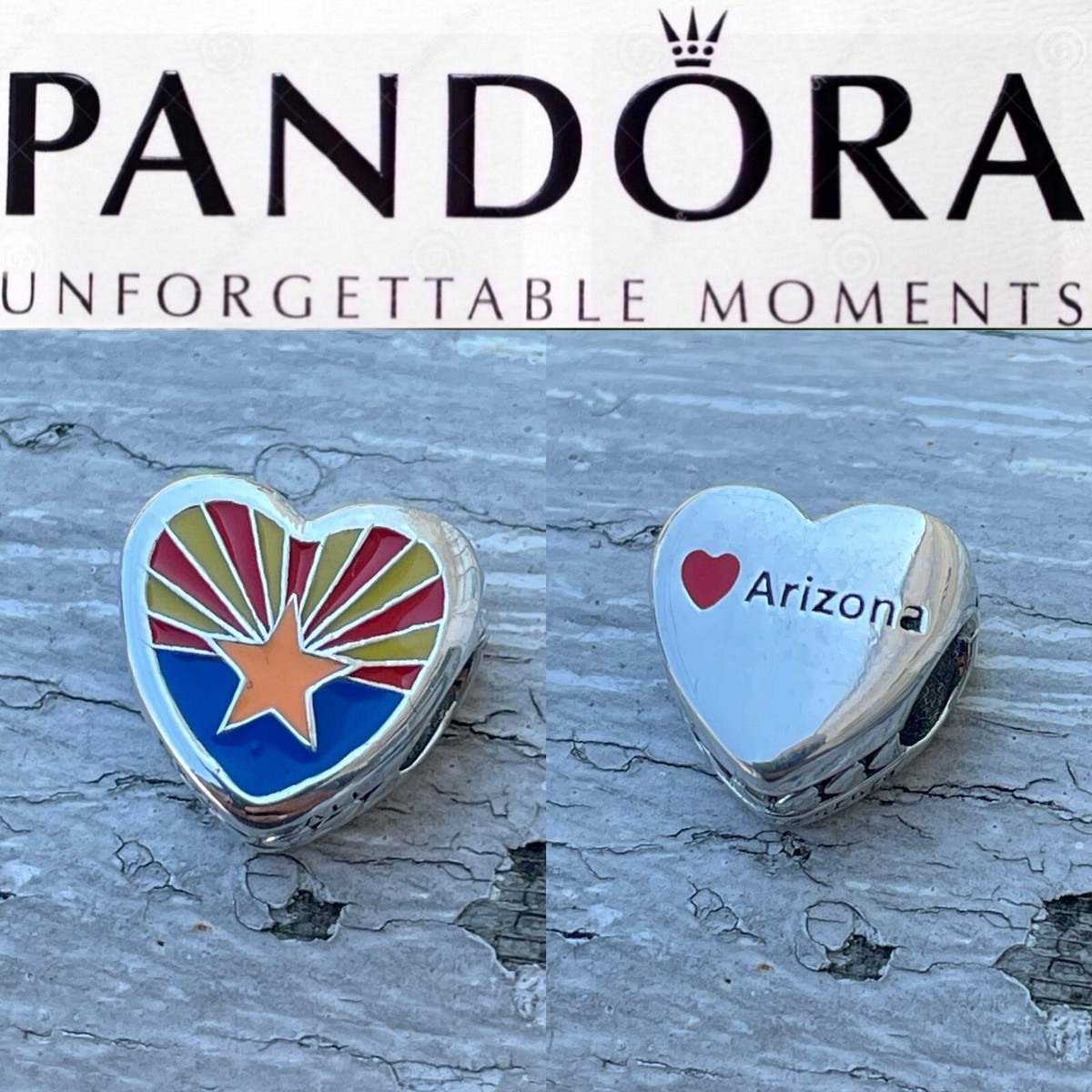 Genuine Pandora State Of Arizona Exclusive Flag Heart Charm | eBay