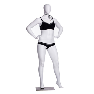 Matte White Adult Female Plus Size Fiberglass Egg Head Fashion Mannequin