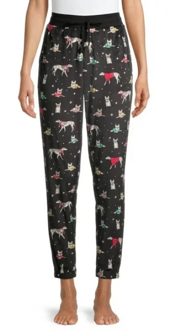 NEW♈Woman's Printed Sleepwear Essentials by Secret Treasures L~black/red  dogs