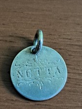 ANTIQUE VICTORIAN SILVER LUCKY LOVE TOKEN NAME COIN - NETTA