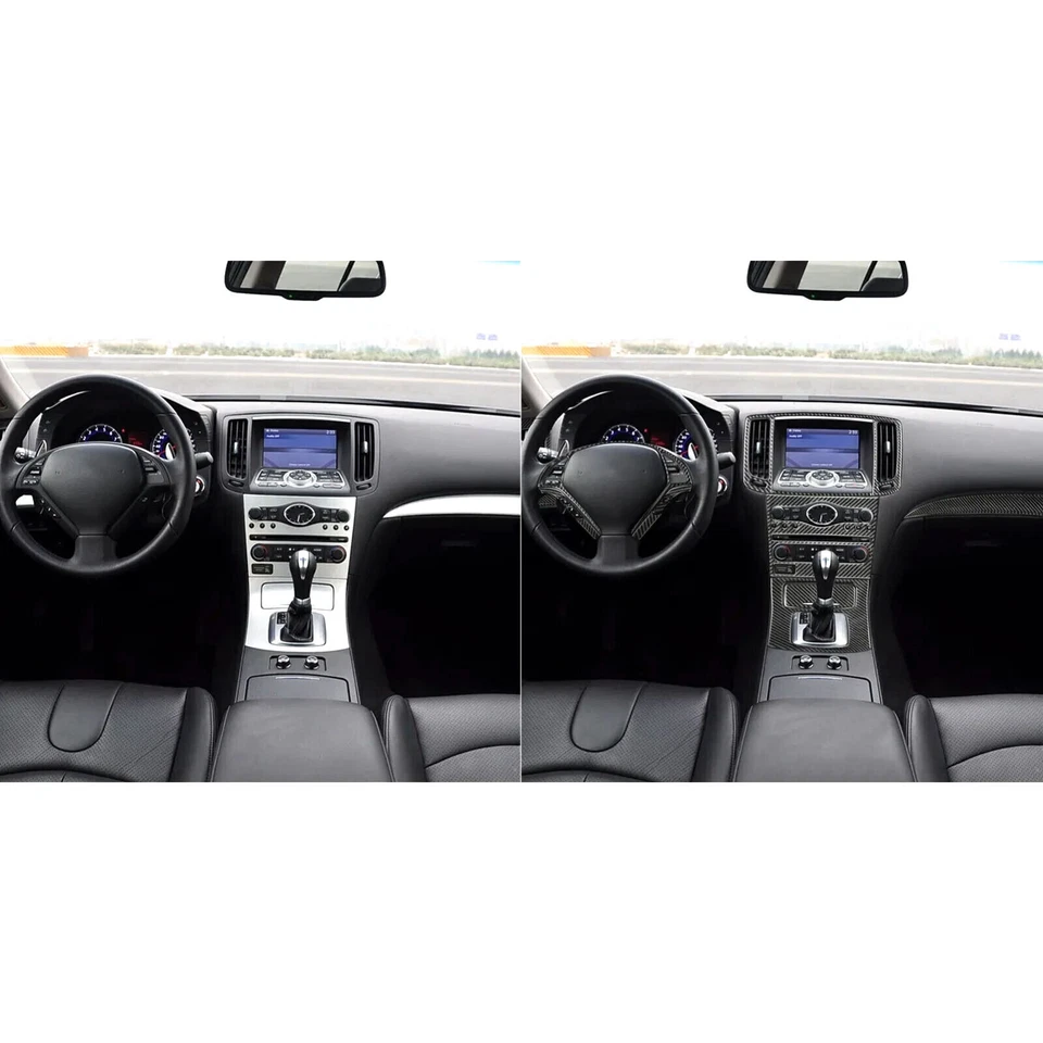 24Pcs Real Carbon Fiber Full Interior Kit Dash Trim For Infiniti G35 G37 2007-13 - Image 3 of 4