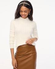 J.Crew Cable-knit mockneck sweater in extra-soft yarn Ivory Size L NWT