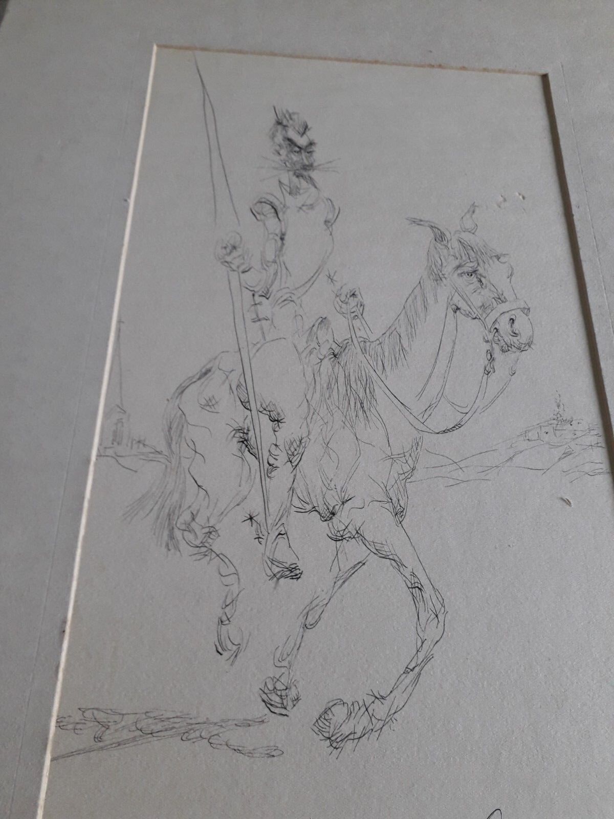 Don Quijote , Drawing on paper , Guillermo Benguria Argentine Artist Gwarancja jakości, okazja