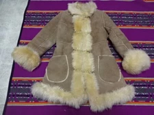 EXCELLENT COND VINTAGE 70' SHEEPSKIN SHEARLING SWING COAT WOMEN VERY SOFT