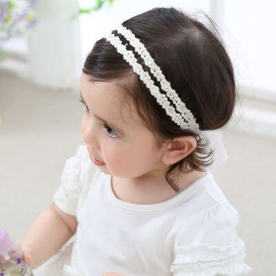 Retro Elastic Pearl Headband Lace Flower Hair Band Adjustable Tieback  Headwear