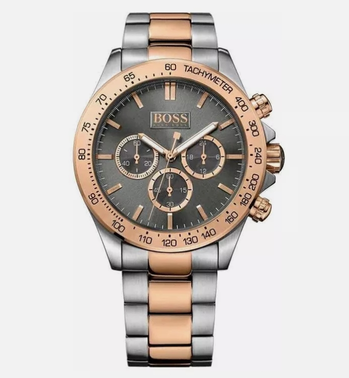 Hugo Boss Mens Ikon Two-Tone Rose Gold Silver Watch HB1513339