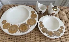 Vintage MCM Georges Briard Midas Hyalyn Porcelain 4 Piece Ashtray Lighter Set