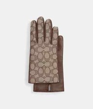 Coach Women's Oak Signature Jacquard  Leather Tech Gloves CO104 Sizes 7/7.5/8