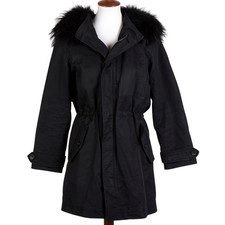 Joseph Coat Womens 2 Orlan Graphite Black Rabbit Fur Lined Cotton Parka