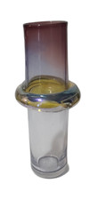 Mid-Century-Modern Hand-Blown Studio Art Glass Iridescent Ring Vase 8'' High