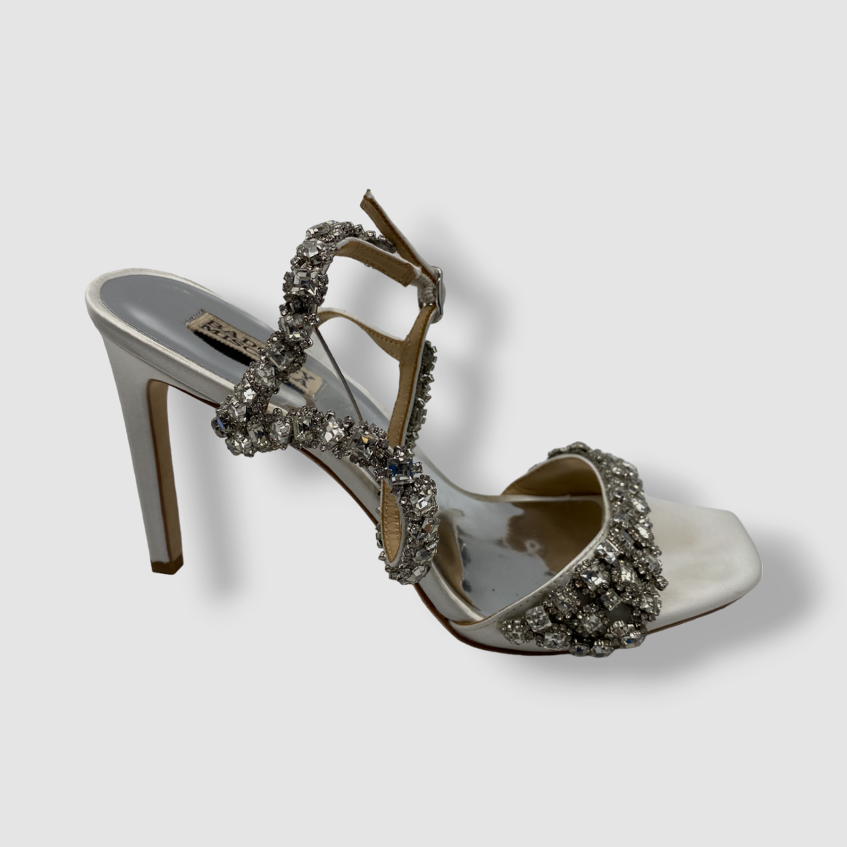 $255 Badgley Mischka Women's White Galia Crystal Stiletto Sandal
