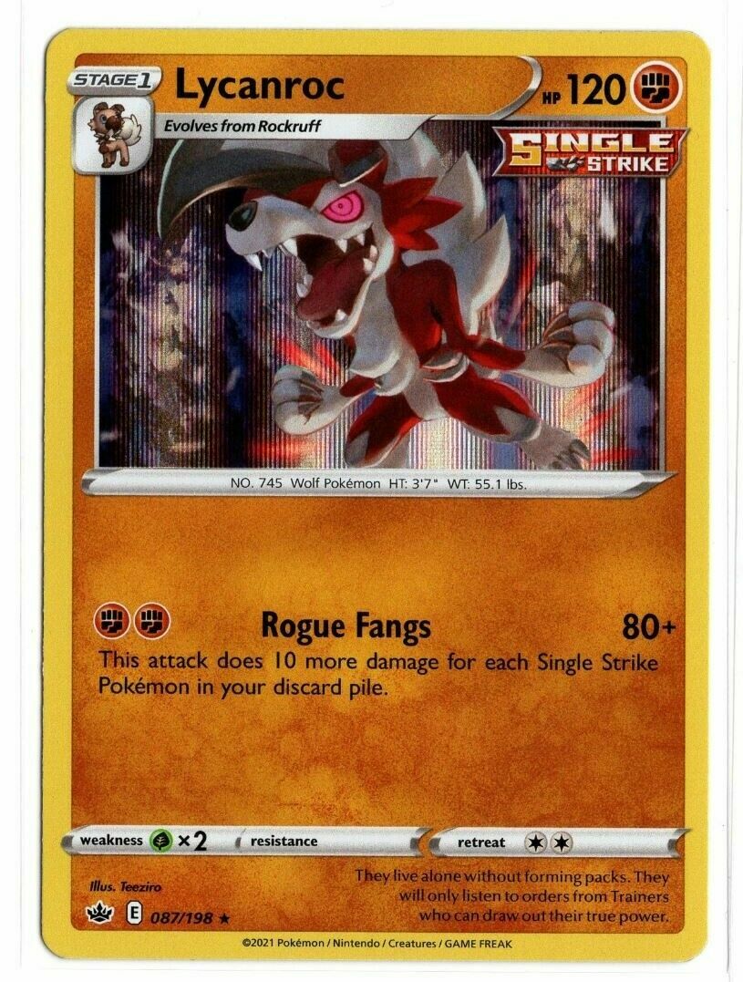 Pokemon - Lycanroc 087/198 - Holo Rare - Chilling Reign - NM/M-New