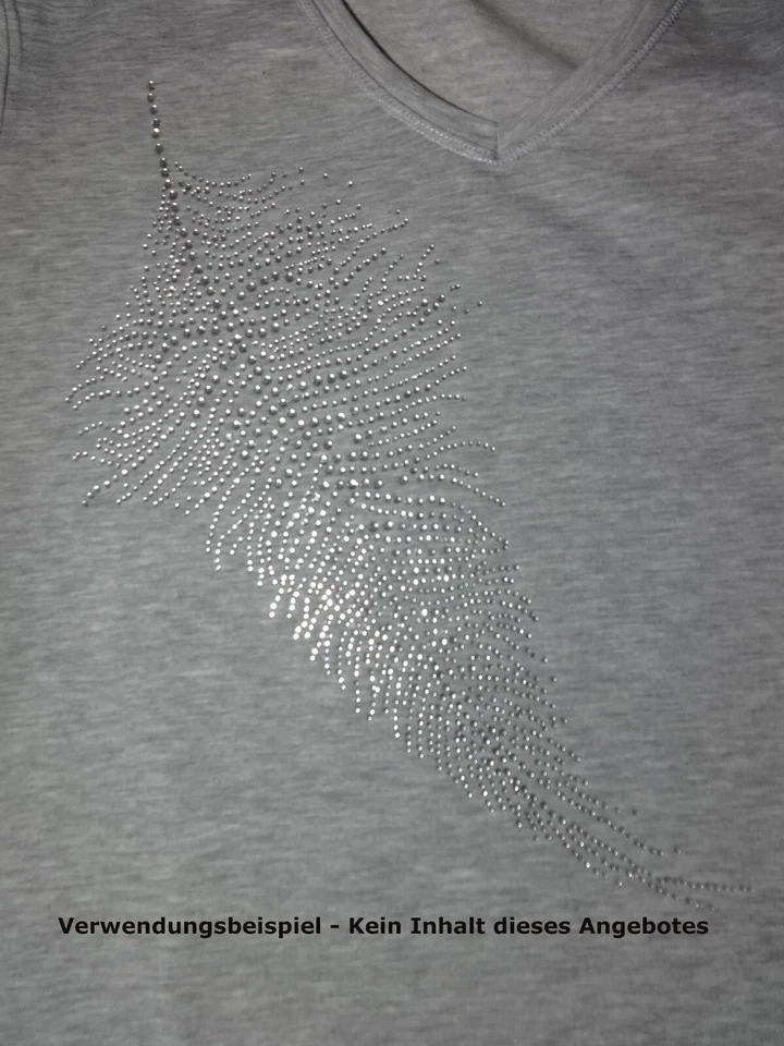 XL 30 x 15 STRASS ORNAMENT FEDER BÜGELBILD HOTFIX APPLIKATION STRASSSTEINE groß - Bild 3 von 4