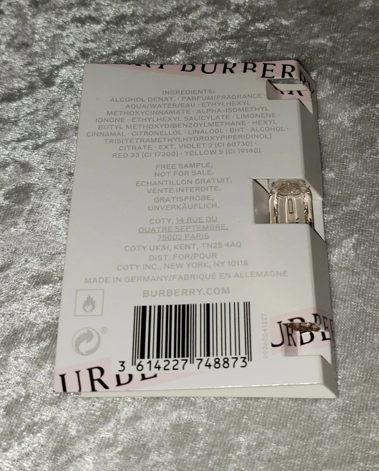 Mujer Burberry Her Eau De Parfum Spray Muestra Tamaño 1.5ml .05 fl. oz. Nuevo en caja Foto 2 de 3