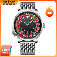 Orologio PINDU uomo meccanico ARGENTO bottone roulette impermeabile lusso moda