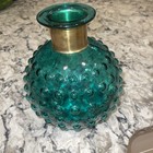 VTG Made In Italy Empoli? Style Art Glass Hobnail Bubble Vase Teal Blue MCM  — photo 1