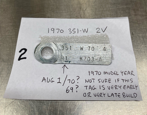 1969 1970 Ford Mustang Mercury Cougar Original Engine ID Tag FOMOCO 351 ...