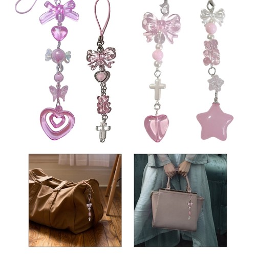 Cute Phone Pendant Keyring Bowknot Candy Heart Wing Lanyard for Everyday Use - Photo 2 sur 10