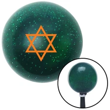 Orange Star of David Green Metal Flake Shift Knob w/ M16x1.5 Insert Shifter