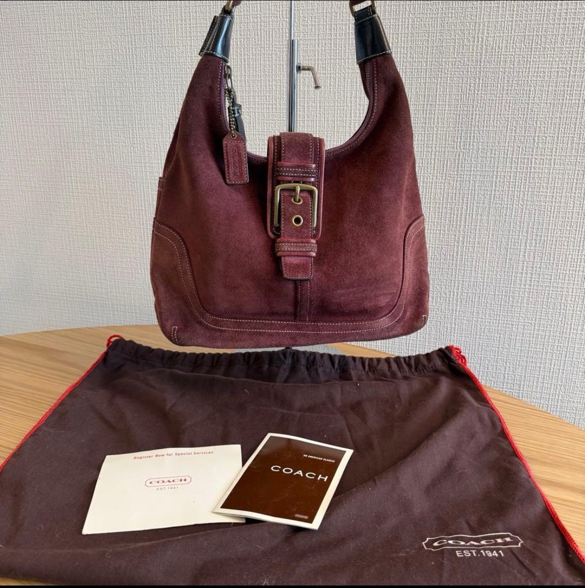 coach vintage Soho shoulder bag suède leather wine red Y2K 7472