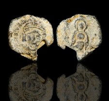 Antigüedad Cristiana Sello de Plomo Bizantino (Bulla) Cristo Virgen María San Miguel