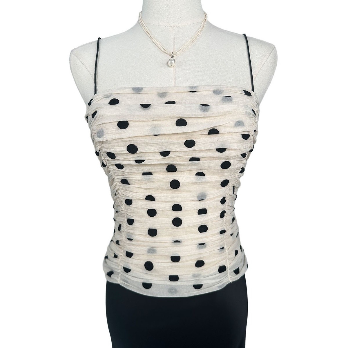 Reformation Amber Top Cream And Black Dot Polka Dot Camisole 4