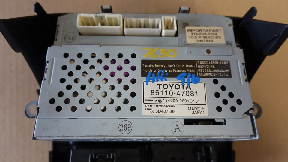 Pantalla de visualización de radio de información de tablero Toyota Prius 2005 probada OEM 86110-47081 Foto 4 de 4