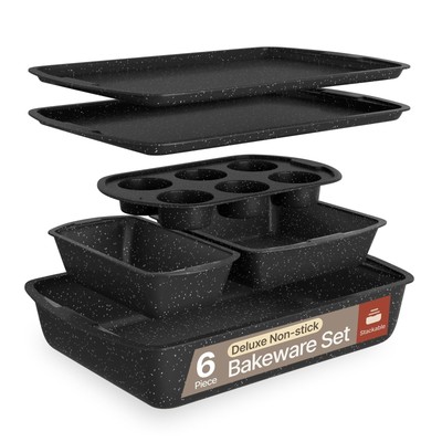 Bakken Swiss - Bakeware Set   6 Piece   Stackable, Deluxe, Non-Stick