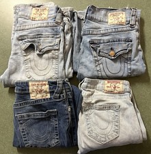True Religion Women  s Denim Jeans Lot Of 4 Pairs Blue Jeans Sizes: 26 27 27 29