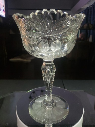 9" Kompott, amerikanisches Brillant Periode geschliffenes Glas Kristall Kirsche Tuthill/Sterling