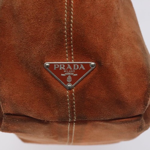 PRADA Hand Bag Suede Orange Silver Auth 130348 - Picture 17 of 22