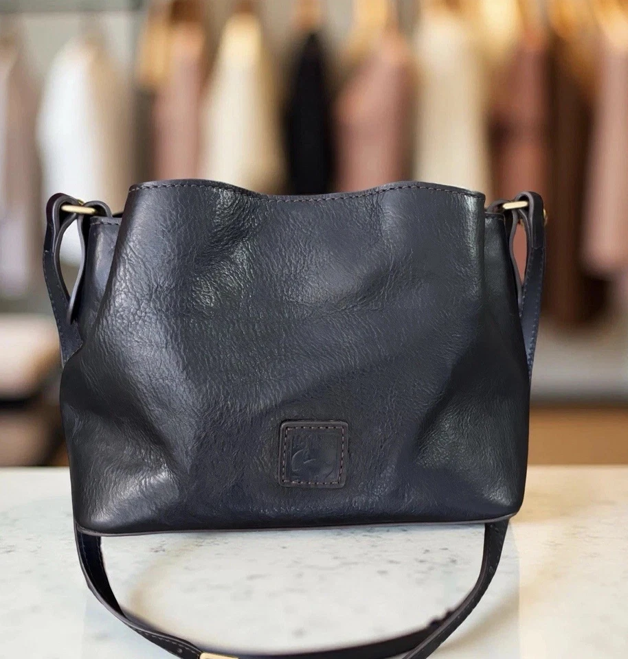 Dooney Bourke All Black Florentine Leather Mini Barlow Crossbody Shoulder Bag - Image 3 of 4