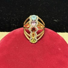 Affinity Gold Over Sterling Silver Multi Gemstone Ring SZ 9