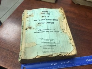 1946 1950 1955 1965 1970 1973 1978 1982 Chevrolet Dealer Parts Price Schedule