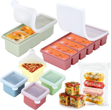 Silicone Freezer Trays Set for Soup Cubes, 6 Pack BPA Free 1/2 Cup Silicone Free