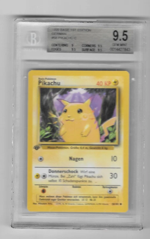 Pokémon TCG Base Set Pikachu Grade 9.5 Individual Collectible Card