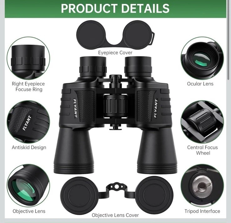 Binoculares impermeables 20x50 para adultos - Visión con poca luz para observación de aves Foto 2 de 4