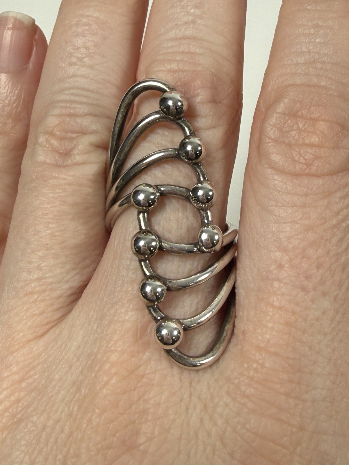 VTG Sterling Silver Statement Ring Space Age Brut… - image 2