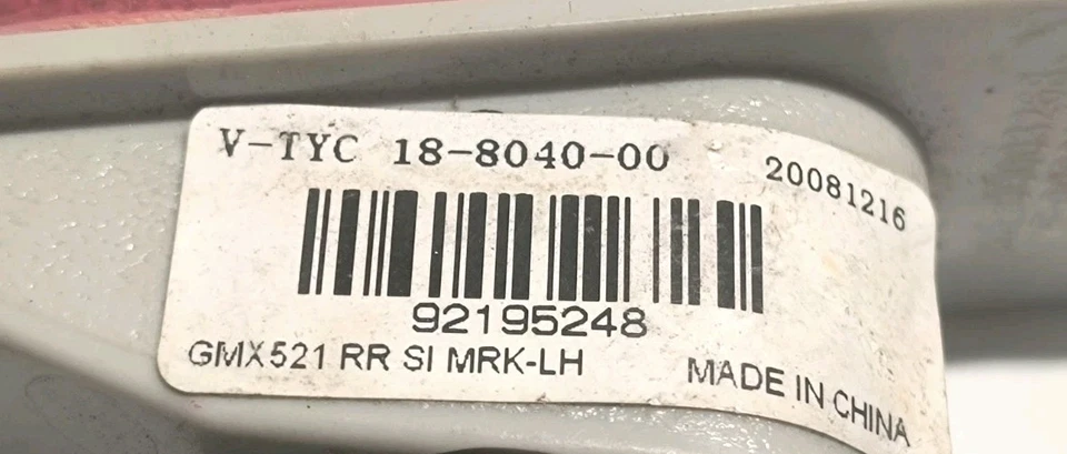 10-15 Camaro SS RS LH L Driver Left Side Rear Marker Light Red Used 92195248 #2 - Image 4 of 4