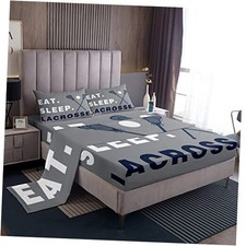 Lacrosse Bed Cover Set Boys Gilrs Ball Sports Theme Sheets Deep Full Multi 405