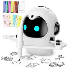 Drawing Robot for Kids, Interactive Educational Toy with 150 Cards, 12 white