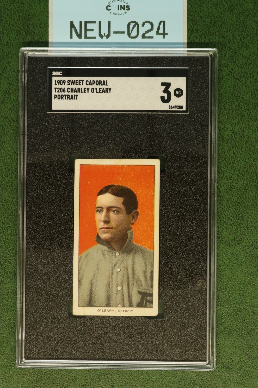 1909 SWEET CAPORAL T206 CHARLEY O'LEARLY PORTRAIT SGC 3 BASEBALL NEW-024