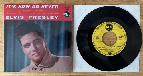 45 7" FRENCH EP ELVIS PRESLEY IT'S NOW OR NEVER 1st LABEL