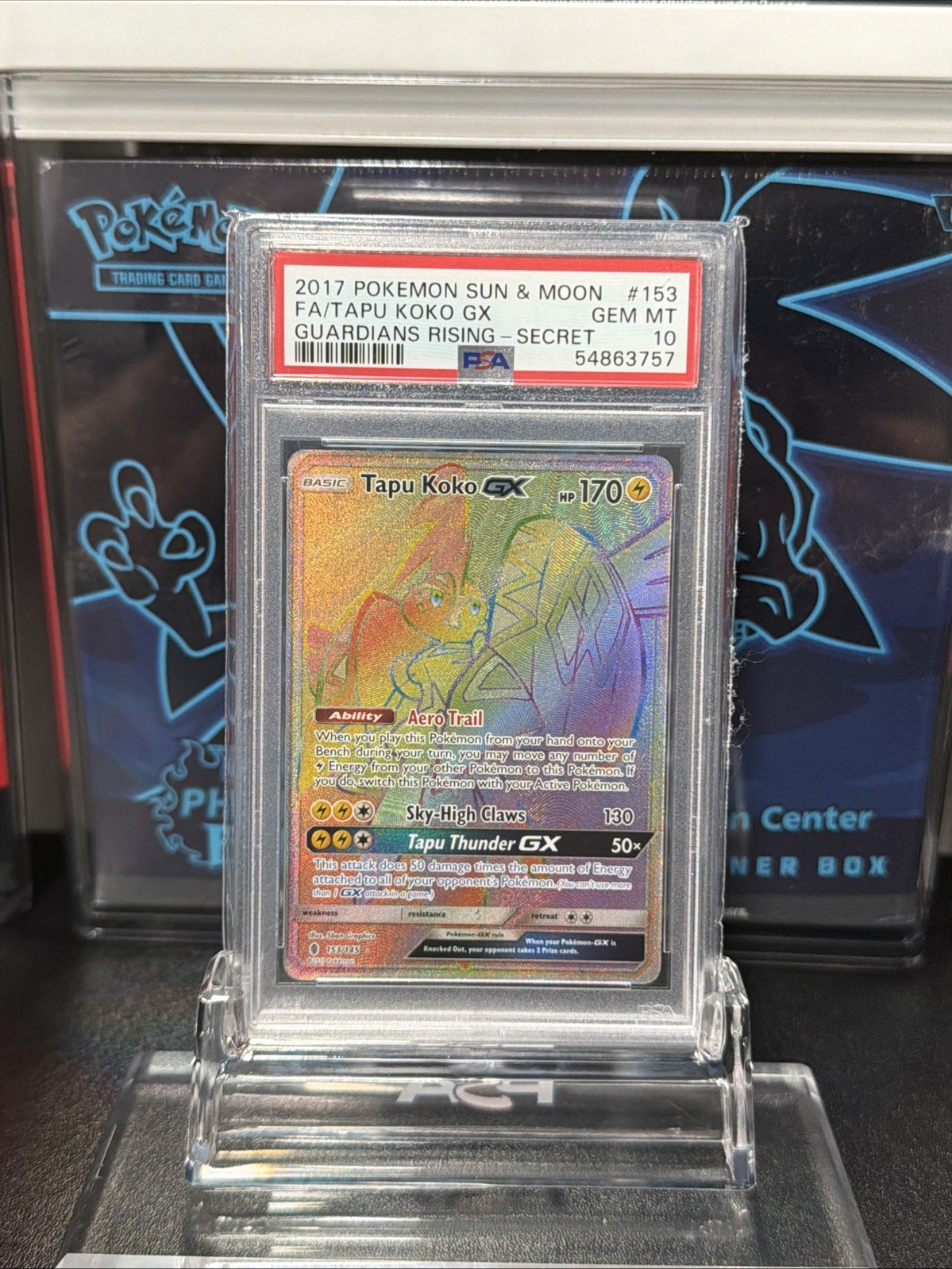 PSA 10 2017 Pokemon Sun & Moon Guardians Rising Tapu Koko GX 153/145 CLEAN!