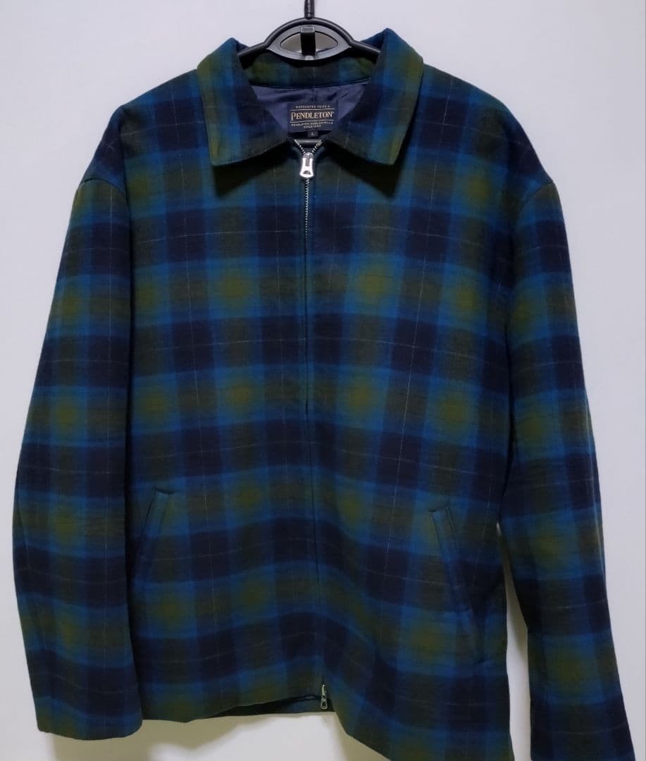 PENDLETON Checkered Blue/Green L Jacket Wool Blou… - image 1