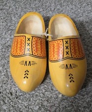 Hand Carved Dutch Holland Wooden Wood Shoes Clog WETT GED VV 20cm Brabant Geel
