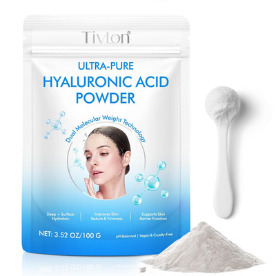 Pure Hyaluronic Acid Powder for Skin & Face, Dual Molecular Weight Organic Hyalu