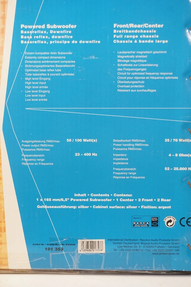 Jensen Accura 5.1A Home Hifi Cinema Sistema 100W Bajos 70W Satellites + Centro - Immagine 4 di 4